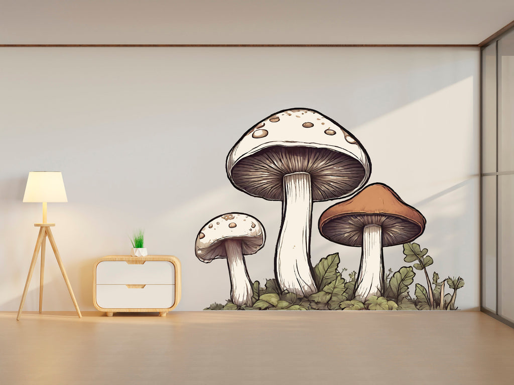 Woodland Mushroom Wall Decals, Woodland Nursery Decor, Kids Room Wall Art, Forest Wall Decor, Big Mushroom Decal, Wall Decal for Kids 362LU
