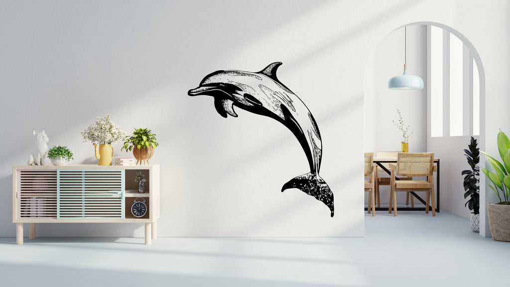 Dolphin Wall Art Vinyl Decal, Ocean Animals Wall Decal for Kids and Nursery Living Room, Sea Animals Wall Sticker, Sticker Set Dolphin 388LU