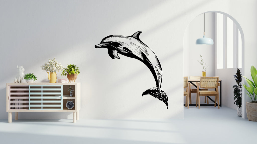 Dolphin Wall Art Vinyl Decal, Ocean Animals Wall Decal for Kids and Nursery Living Room, Sea Animals Wall Sticker, Sticker Set Dolphin 388LU