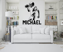 Load image into Gallery viewer, Large Custom Name American Football wall decal Sport Wall Decal Kids Decal Personalized Gifts wall Vinyl Wall Sticker Boy Room 389LU