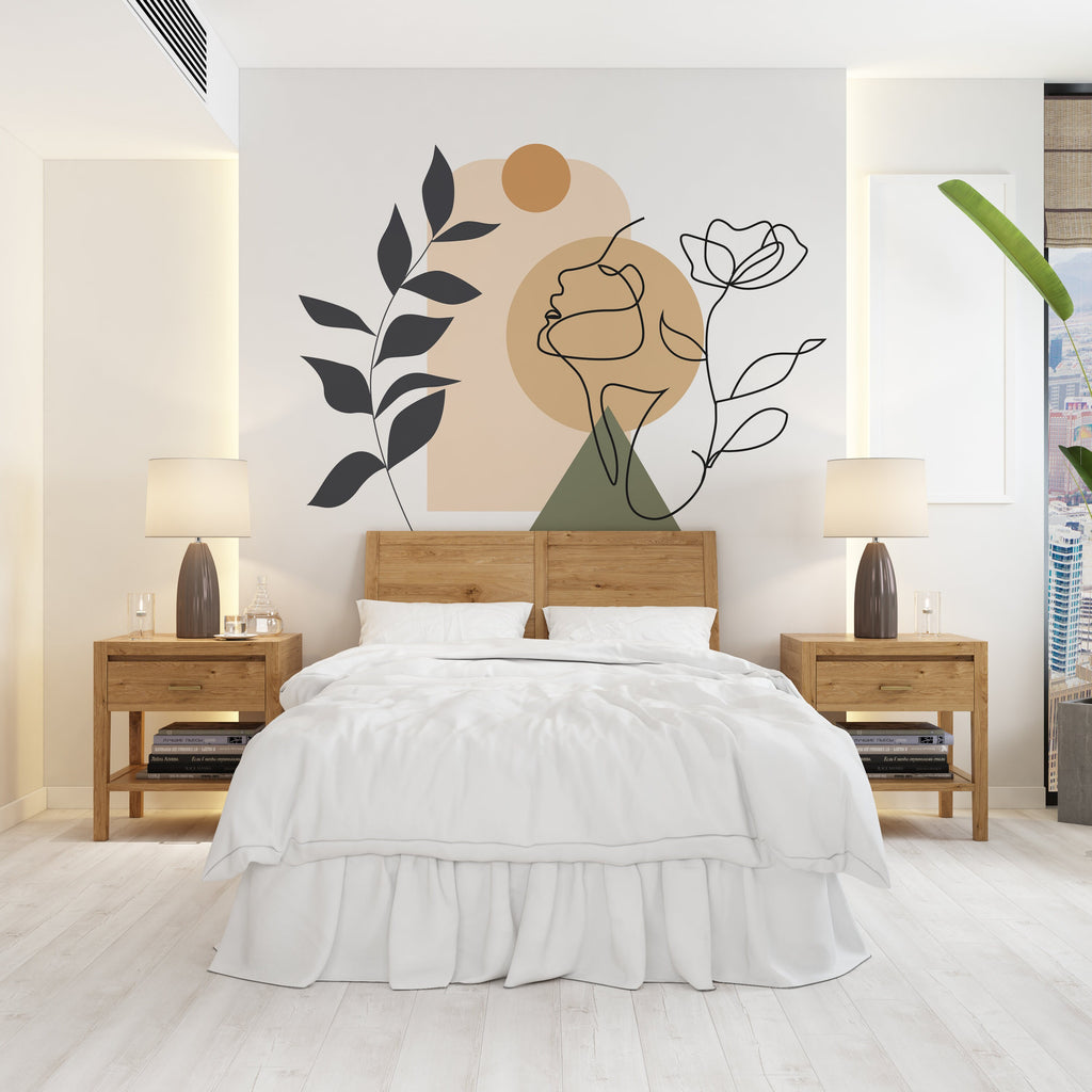Boho Wall Decal, Bed Arch Sticker, Hedboard Wall Decal, Arch Wall Decal, Mid Century Decal Sticker, Wall Decal, Super King Bed Arch 391LU