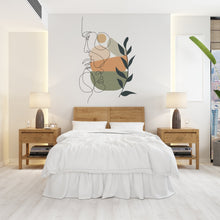Load image into Gallery viewer, Boho Wall Decal, Bed Arch Sticker, Hedboard Wall Decal, Couple Room Decor, Arch Wall Decal, Mid Century Decal, Super King Bed Arch 394LU