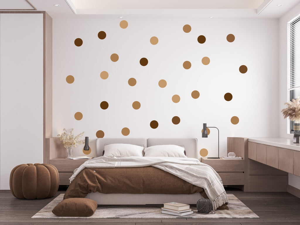 Pack of 40 Brown dot halftone Polka Dot Wall Stickers, Earth tones Brown wall decor, Boho Nursery Wall Decals, Boho Kids Room Decor 367LU