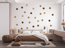 Load image into Gallery viewer, Pack of 40 Brown dot halftone Polka Dot Wall Stickers, Earth tones Brown wall decor, Boho Nursery Wall Decals, Boho Kids Room Decor 367LU