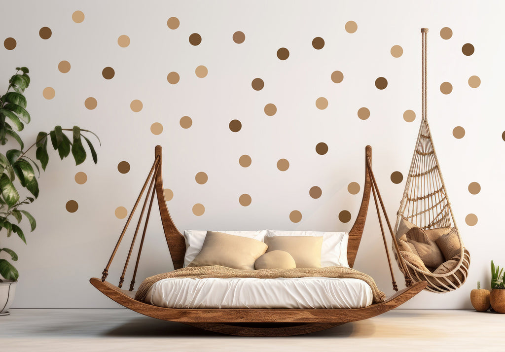 Pack of 40 Brown dot halftone Polka Dot Wall Stickers, Earth tones Brown wall decor, Boho Nursery Wall Decals, Boho Kids Room Decor 367LU