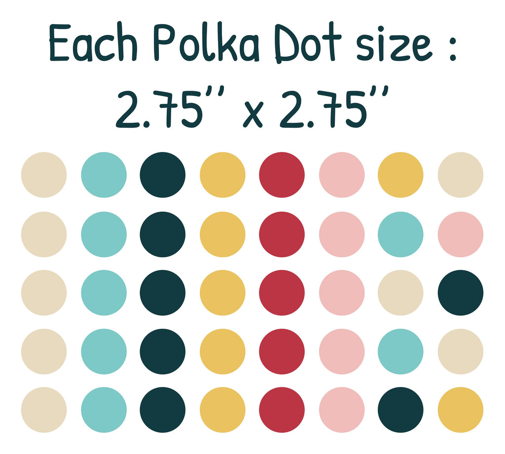Pack of 40 Colorful Polka Dot Wall Stickers, Playroom colorful wall decor, Nursery Wall Decals, Kids Room Wall Decor, For Kindergarten 368LU