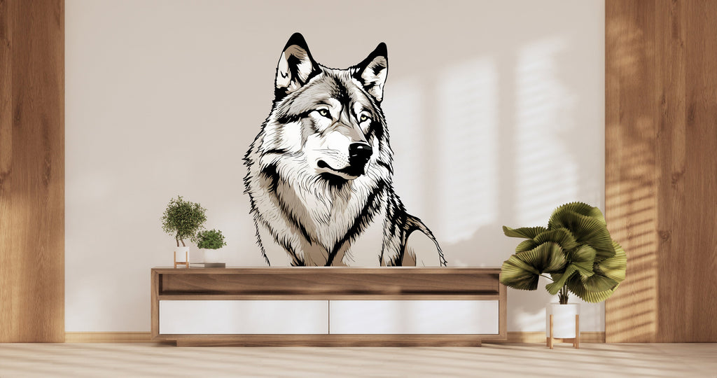 Wolf Wall Decal, Wolf Realistic Wall Art, Wolf Head Wall Decor Wolf Wall Sticker Wolf Animal Gift Wall Decor 369LU