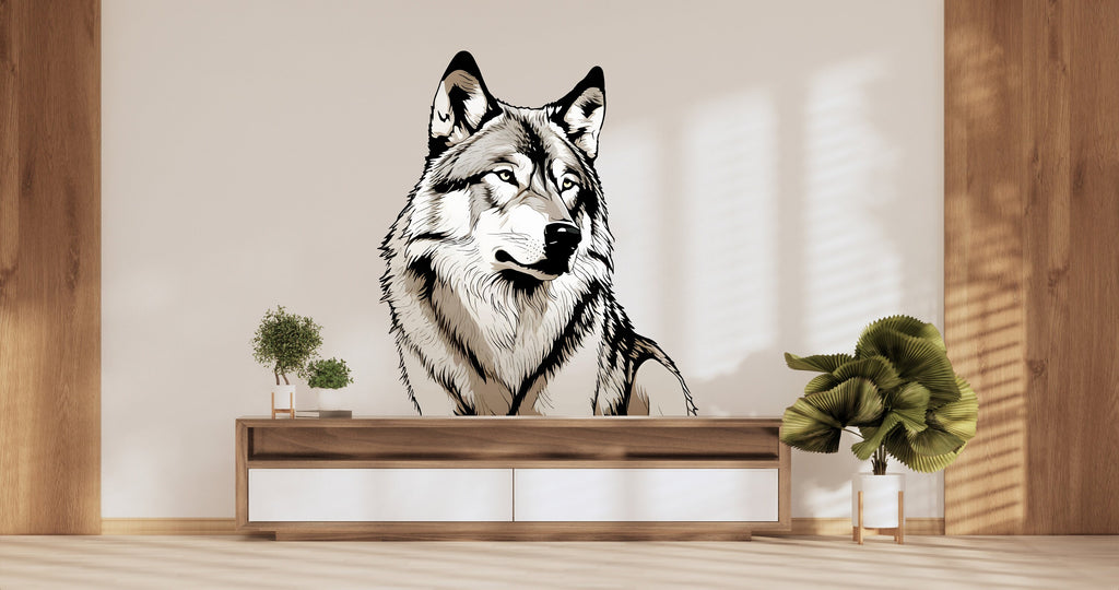 Wolf Wall Decal, Wolf Realistic Wall Art, Wolf Head Wall Decor Wolf Wall Sticker Wolf Animal Gift Wall Decor 369LU