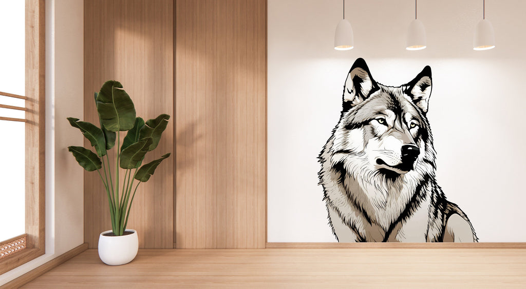 Wolf Wall Decal, Wolf Realistic Wall Art, Wolf Head Wall Decor Wolf Wall Sticker Wolf Animal Gift Wall Decor 369LU