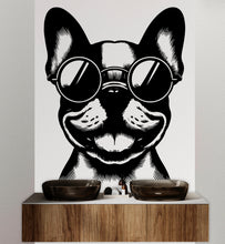 Load image into Gallery viewer, Happy Dog with Sunglasses Dog wall decal Dog decor Dog kids Dog wall art Decal Dog Lover Animals Dog Wall Bathroom Wall Decals Vinyl 051DE