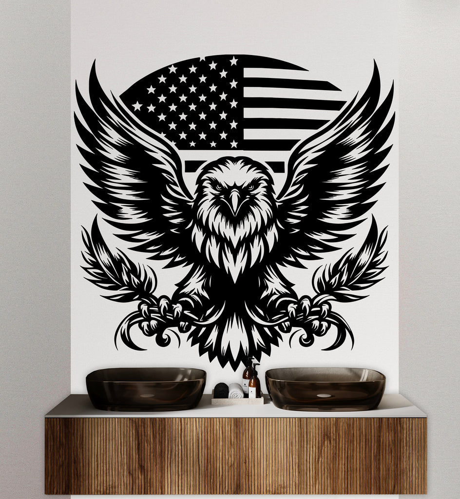 Eagle American Flag wall decal Eagle decor Eagle kids Eagle wall art Decal Eagle Lover Animals Eagle Wall Bathroom Wall Decals Vinyl 055DE