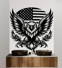 Load image into Gallery viewer, Eagle American Flag wall decal Eagle decor Eagle kids Eagle wall art Decal Eagle Lover Animals Eagle Wall Bathroom Wall Decals Vinyl 055DE