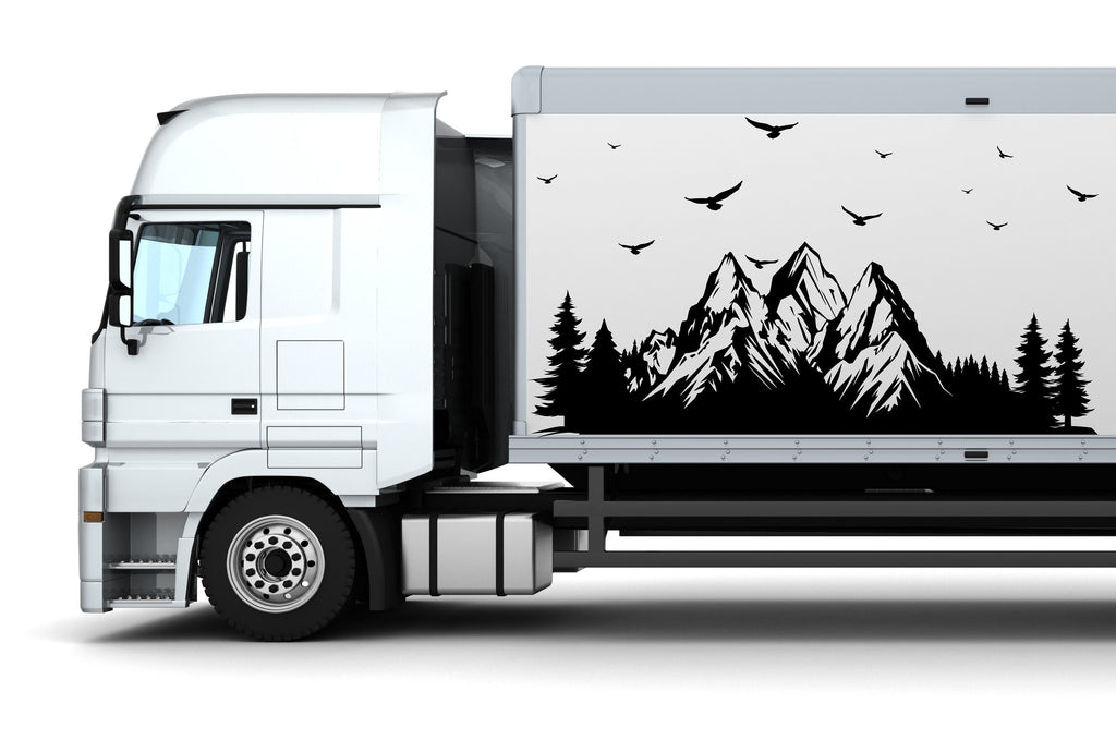 Mountain Car wall decal Living Room Forest Mountain decal Car Stickers Van Custom Decal Art Stickers Bird Car Stickers Decal Car Decor 298RS