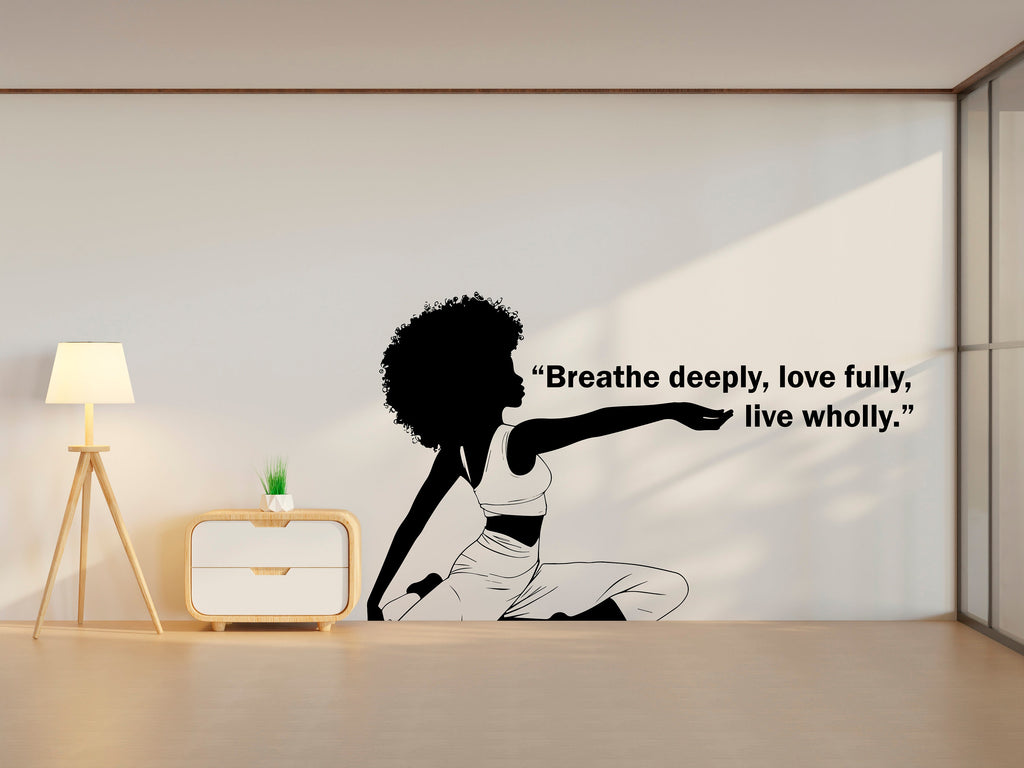 Yoga Wall Decal, Afro Girl Yoga Wall Sticker, Yoga Wall Art, Yoga Wall Art Decor, Yoga Studio Wall Decal, Gym Wall Sticker Meditation 374LU