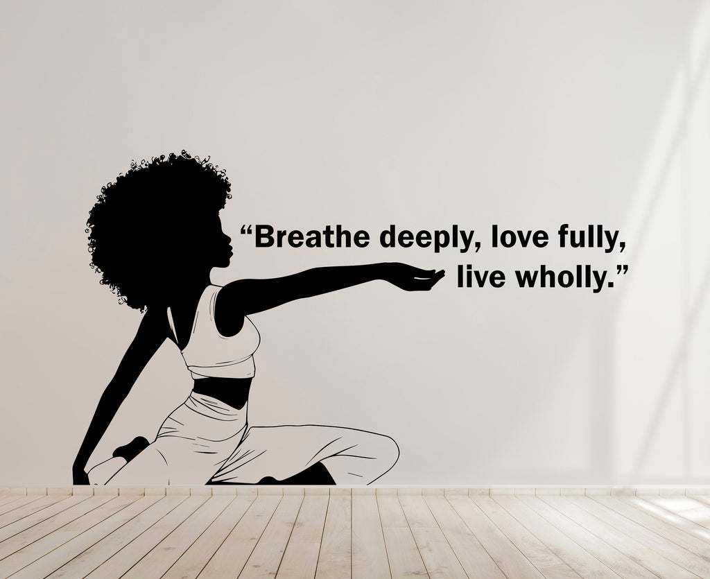 Yoga Wall Decal, Afro Girl Yoga Wall Sticker, Yoga Wall Art, Yoga Wall Art Decor, Yoga Studio Wall Decal, Gym Wall Sticker Meditation 374LU