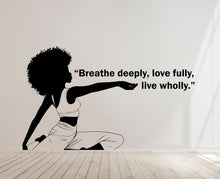 Load image into Gallery viewer, Yoga Wall Decal, Afro Girl Yoga Wall Sticker, Yoga Wall Art, Yoga Wall Art Decor, Yoga Studio Wall Decal, Gym Wall Sticker Meditation 374LU