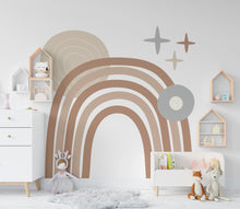 Load image into Gallery viewer, Rainbow Full Arch, Boho Mid Century Modern Kids Room Decor, Hedboard Wall Decal, Nursery Decor, Kids Room Wall Art, Home Decor 377LU