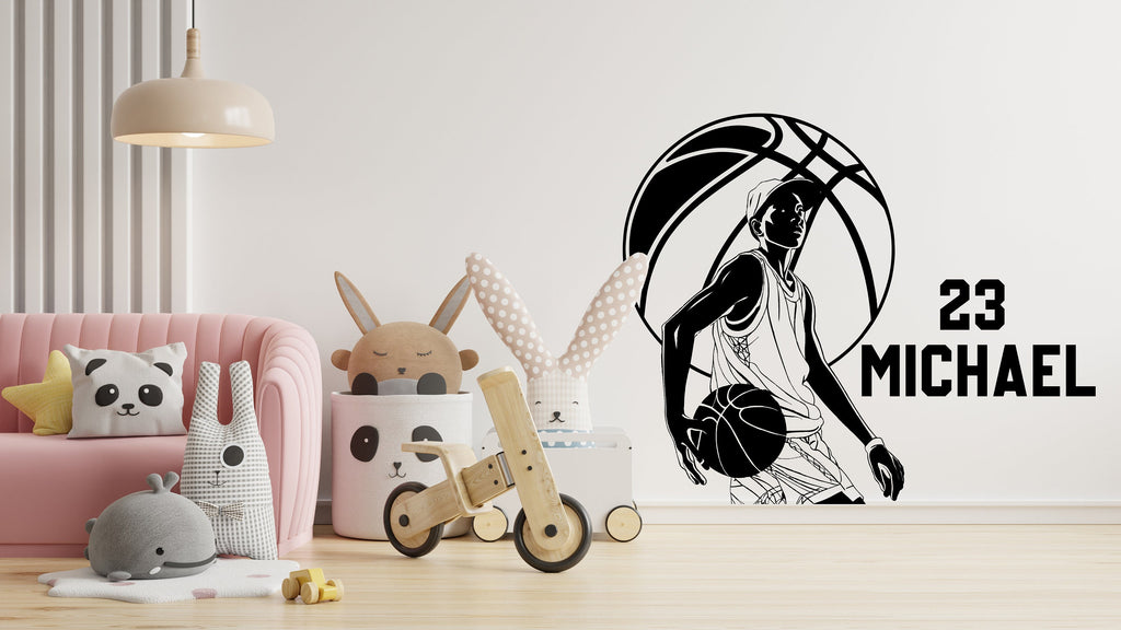 Large Custom Name Basketball wall decal Sport Wall Decal Kids Decal Personalized Gifts wall Vinyl Wall Sticker Boy Room 382LU