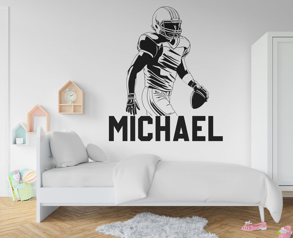 Large Custom Name American Football wall decal Sport Wall Decal Kids Decal Personalized Gifts wall Vinyl Wall Sticker Boy Room 383LU