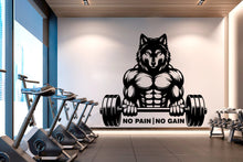 Load image into Gallery viewer, Wolf No Pain No Gain Gym Wall Decal Fitness Funny Decor Workout Power Art Vinyl Gym Wall Stickers Girl Motivation Cross fit 281RS