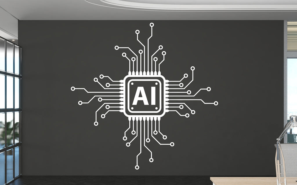 Technology AI Vinyl Wall Art Decal, Circuit Board Wall Decal, Office Wall Decor, Business Software Sticker, Computer It Decor Office 313RS
