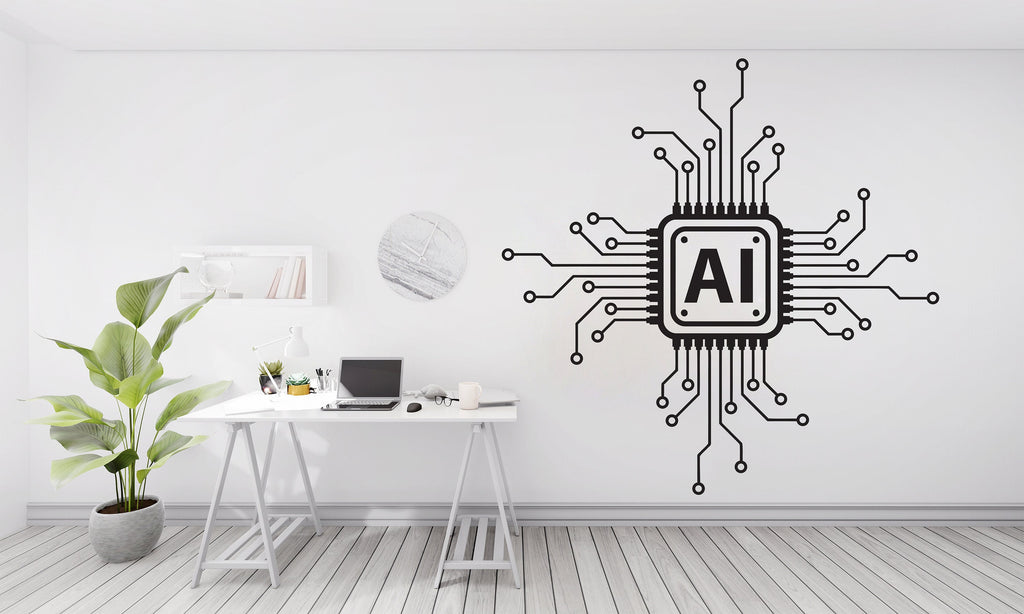 Technology AI Vinyl Wall Art Decal, Circuit Board Wall Decal, Office Wall Decor, Business Software Sticker, Computer It Decor Office 313RS