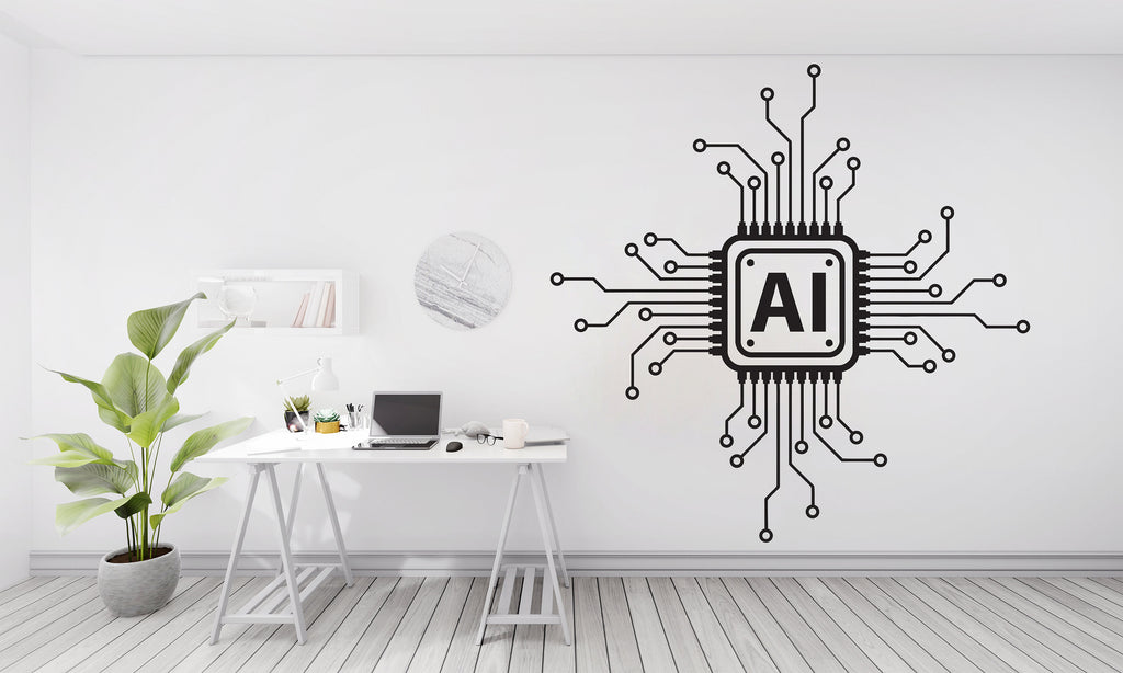 Technology AI Vinyl Wall Art Decal, Circuit Board Wall Decal, Office Wall Decor, Business Software Sticker, Computer It Decor Office 313RS