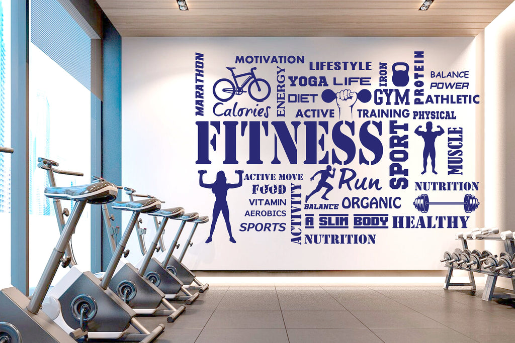 Fitness Vinyl Gym Wall Decal, Inspirational Words, Gym Decal, Fitness Collage, Gym Wall Art Gym Decor Gym Wall Decor Motivational Art 282RS