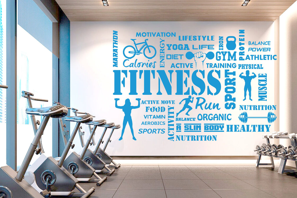 Fitness Vinyl Gym Wall Decal, Inspirational Words, Gym Decal, Fitness Collage, Gym Wall Art Gym Decor Gym Wall Decor Motivational Art 282RS