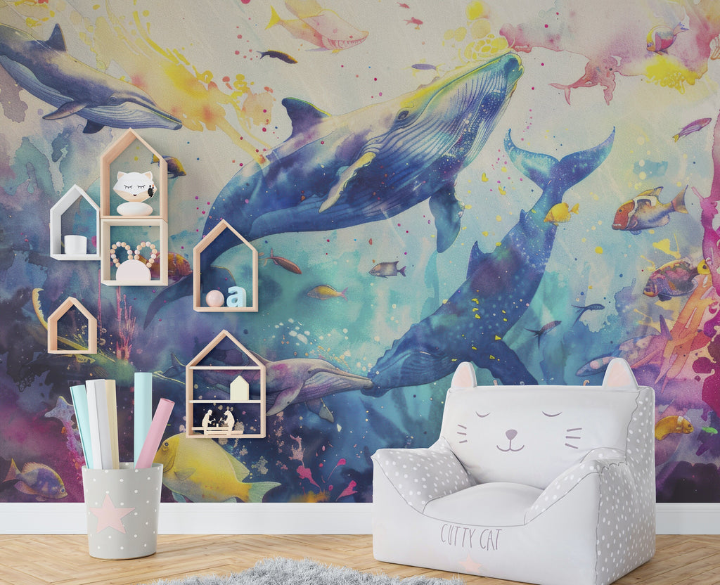 Whale wall decal, Whale wall art Modern wall stickers, Ocean bathroom decor, Whale Room wall art Whale Home Decor 285RS