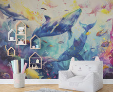 Load image into Gallery viewer, Whale wall decal, Whale wall art Modern wall stickers, Ocean bathroom decor, Whale Room wall art Whale Home Decor 285RS