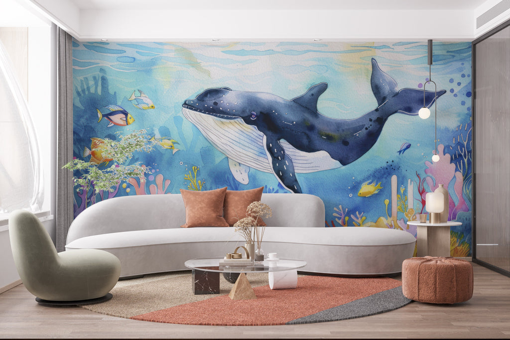 Whale wall decal, Whale wall art Modern wall stickers, Ocean bathroom decor, Whale Room wall art Whale Home Decor 285RS