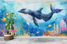 Load image into Gallery viewer, Whale wall decal, Whale wall art Modern wall stickers, Ocean bathroom decor, Whale Room wall art Whale Home Decor 285RS
