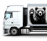 Bear waving with hand Truck Vinyl Graphics, Truck Side Wrap, Carbon Fiber Car Sticker Car sticker Truck Decal, 3D Car Decal, Car Decal 317RS