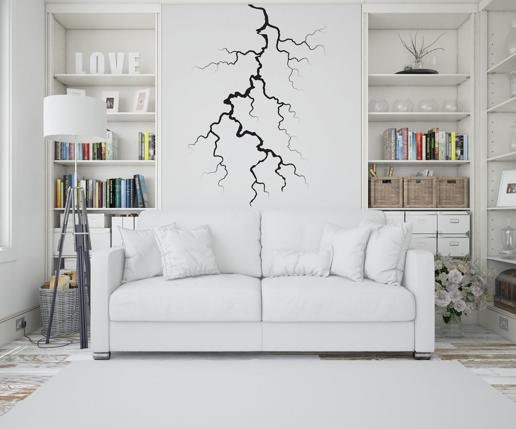Lightning bolt wall decals sticker Thunder Bolt wall mural decals decor Lightning strike wall decals nature storm wall vinyl decals 385LU
