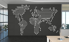 Load image into Gallery viewer, World Map Circuit Board Wall Decal, Technology Vinyl Wall Art Decals, Company Name Decal, Office Decor, Business Wall Decal Art Office 322RS