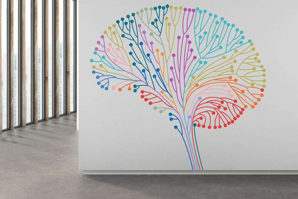 Creative Concept Of Brain Wall Decal, Technology Vinyl Wall Art Decals, Company Name Decal, Office Decor, Business Wall Decal 287RS