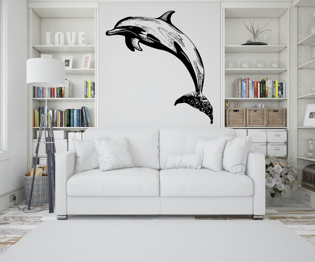 Dolphin Wall Art Vinyl Decal, Ocean Animals Wall Decal for Kids and Nursery Living Room, Sea Animals Wall Sticker, Sticker Set Dolphin 388LU