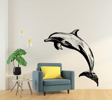 Load image into Gallery viewer, Dolphin Wall Art Vinyl Decal, Ocean Animals Wall Decal for Kids and Nursery Living Room, Sea Animals Wall Sticker, Sticker Set Dolphin 388LU