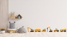 Load image into Gallery viewer, Set Of Construction Wall Decal Crawler Crane Construction Tower Crane Truck Wall Decal Kids Decal Nursery wall Vinyl Sticker Decor 390LU