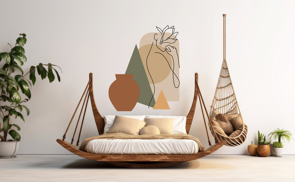 Boho Wall Decal, Bed Arch Sticker, Hedboard Wall Decal, Arch Wall Decal, Mid Century Decal Sticker, Wall Decal, Super King Bed Arch 392LU