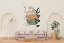 Load image into Gallery viewer, Boho Wall Decal, Bed Arch Sticker, Hedboard Wall Decal, Couple Room Decor, Arch Wall Decal, Mid Century Decal, Super King Bed Arch 394LU