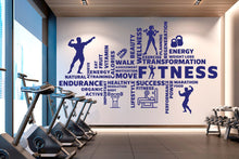 Load image into Gallery viewer, Fitness Vinyl Gym Wall Decal, Inspirational Words, Gym Decal, Fitness Collage, Gym Wall Art Gym Decor Gym Wall Decor Motivational Art 328RS