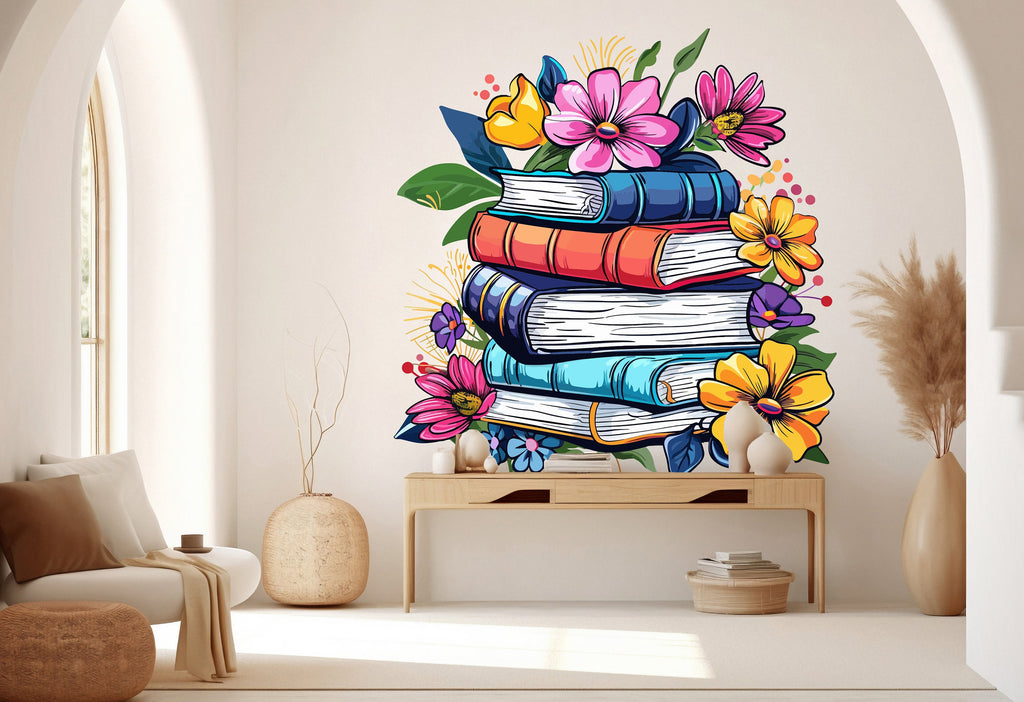 Library Floral Wall Art Decal, Library Wall Decal, Education Decals, Kids Room, Reading room, Nurseries, School, Kids Gifts, Dorm Room 334RS
