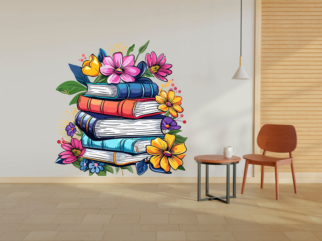Library Floral Wall Art Decal, Library Wall Decal, Education Decals, Kids Room, Reading room, Nurseries, School, Kids Gifts, Dorm Room 334RS