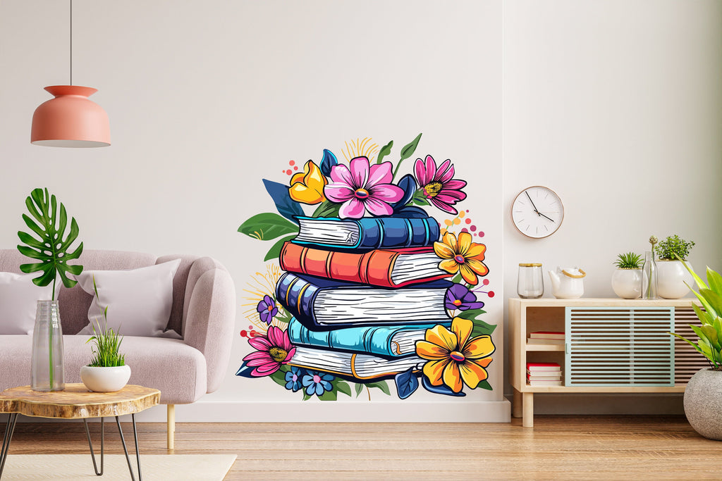 Library Floral Wall Art Decal, Library Wall Decal, Education Decals, Kids Room, Reading room, Nurseries, School, Kids Gifts, Dorm Room 334RS