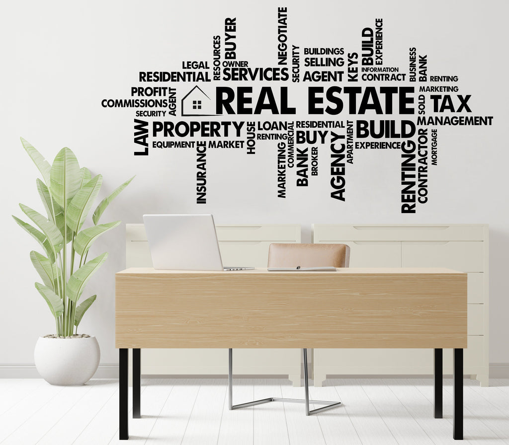 Real Estate Wall Decor Office Wall Decal Relator Business Worker Real Estate Office Decoration Motivation Stickers Mural Unique Gift 335RS