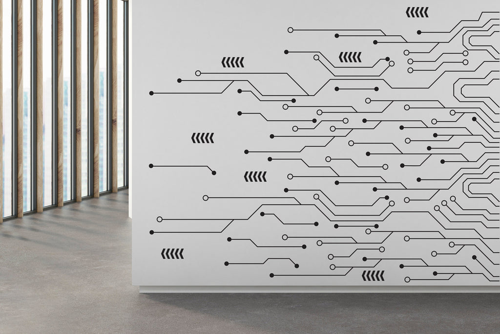 Circuit Board Wall Decal, Technology Vinyl Wall Art Decals, Company Name Decal, Office Decor, Business Wall Decal, Wall Art Office 304RS