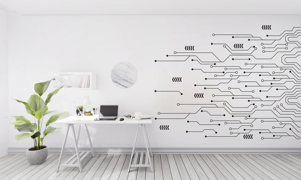 Circuit Board Wall Decal, Technology Vinyl Wall Art Decals, Company Name Decal, Office Decor, Business Wall Decal, Wall Art Office 304RS