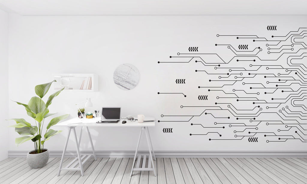 Circuit Board Wall Decal, Technology Vinyl Wall Art Decals, Company Name Decal, Office Decor, Business Wall Decal, Wall Art Office 304RS